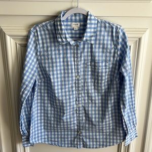 J CREW blue checkered button down shirt